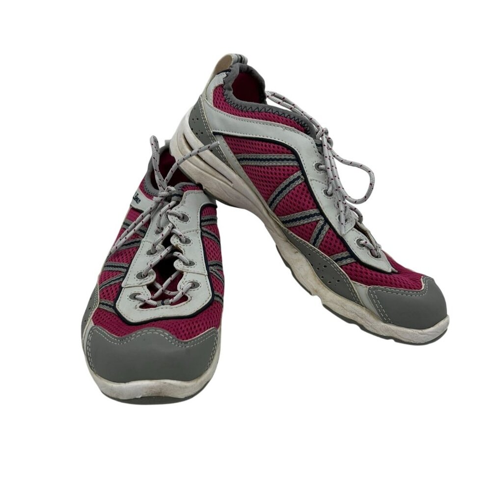L.L. Bean Womens Trail Sneakers 8W Gray Lace Up Athletic Shoes Hiking Outdoors